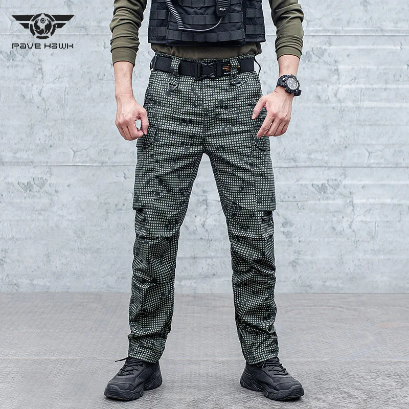 Men's IX15 Cargo Pants Stretch Straight-leg Multi-pocket Trousers Wear Resistant Splash Proof Training Work Pants Casual Jogger