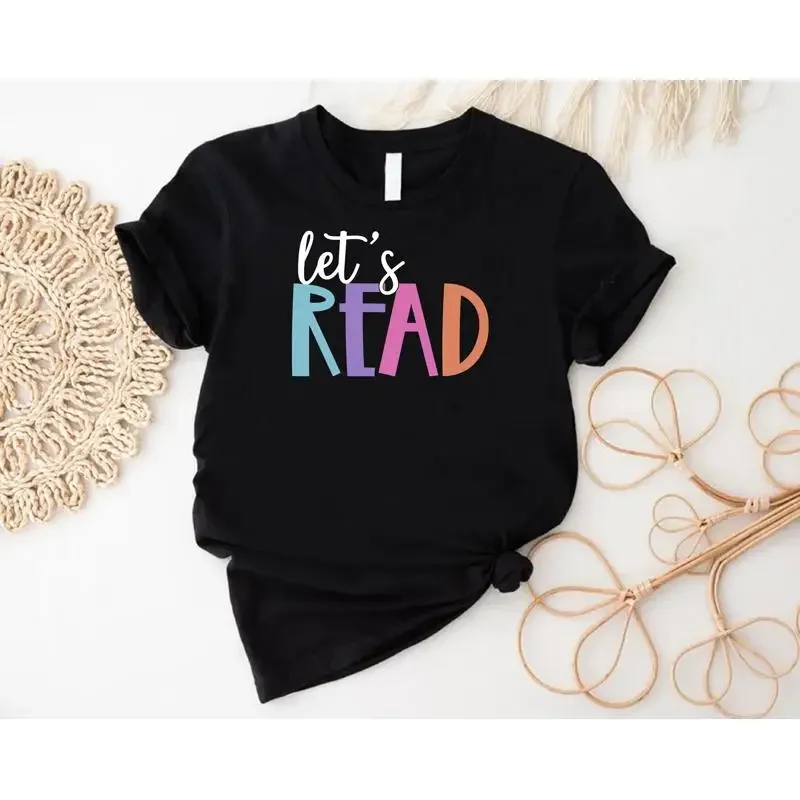 Let's Read T Shirt Reading Lover Bookworm Books English Teacher Librarian Bookish
