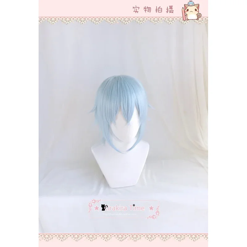 Peruca Cosplay azul curta com boné, Tamaki Yotsuba IDOLiSH7, resistência térmica, cabelo sintético, festa à fantasia, peruca grátis