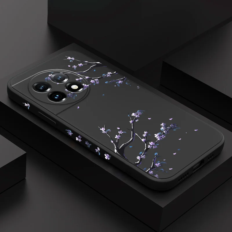 

Purple Flower Rain Phone Case For Oneplus 13 13R 12 12R 11 11R 10 10R 10T 9R 9RT 9 8T 8 7 7T Pro 5G Liquid Silicone Cover