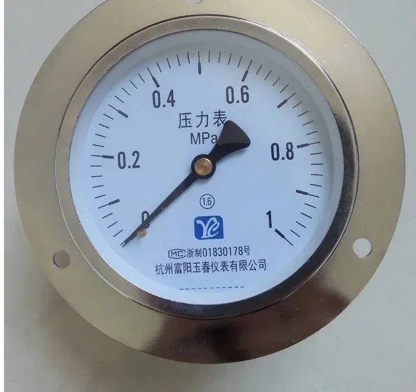 Hangzhou Fuyang Y100ZT Axial Pressure Gauge 1.6mpa Experimental Panel Flanged Water Pressure Gauge Air Pressure