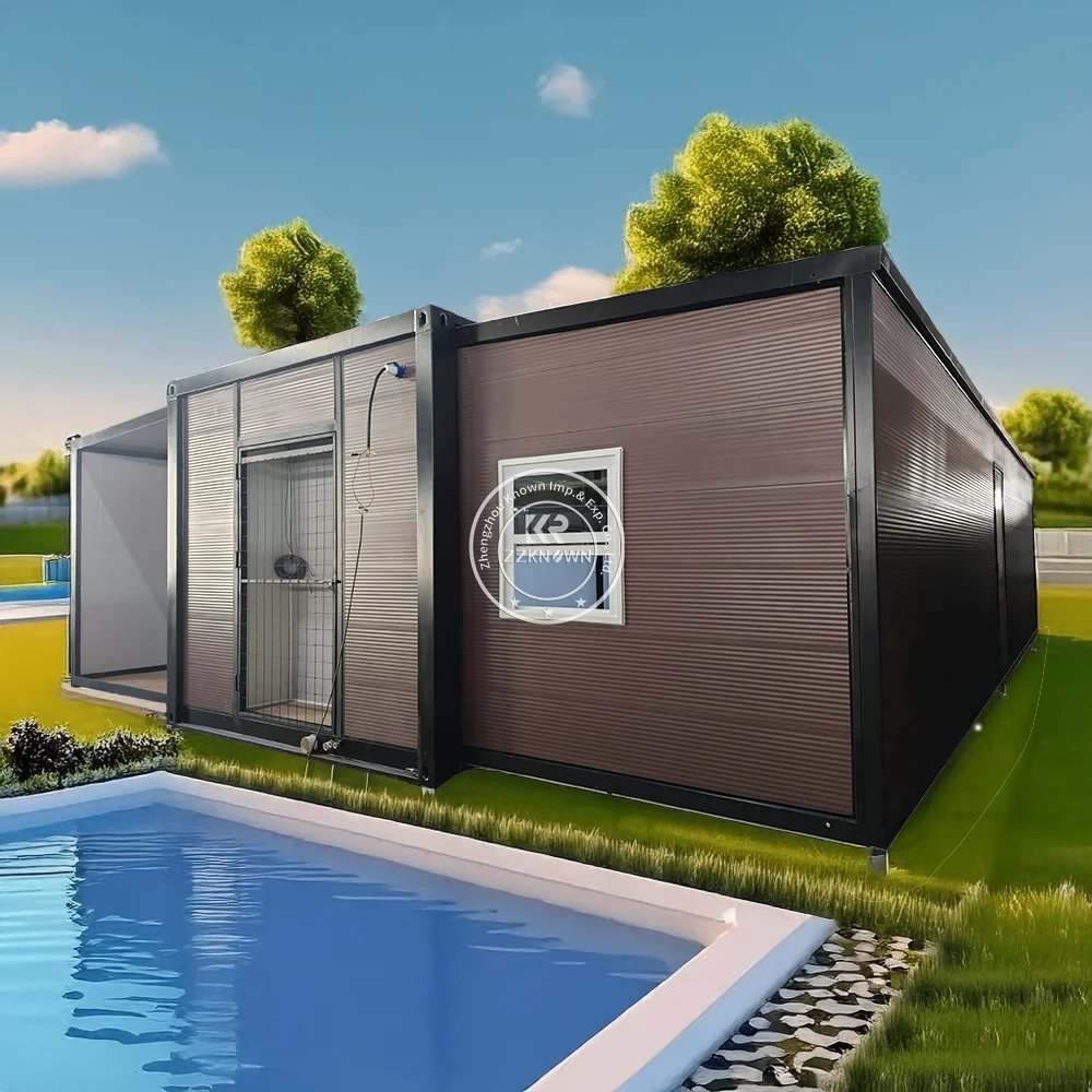 บ้านคอนเทนเนอร์พับสําเร็จรูปที่ขยายได้บ้านคอนเทนเนอร์เหล็กโมดูลาร์เคลื่อนที่ขนาด 20 ฟุตพร้อมห้องน้ํา