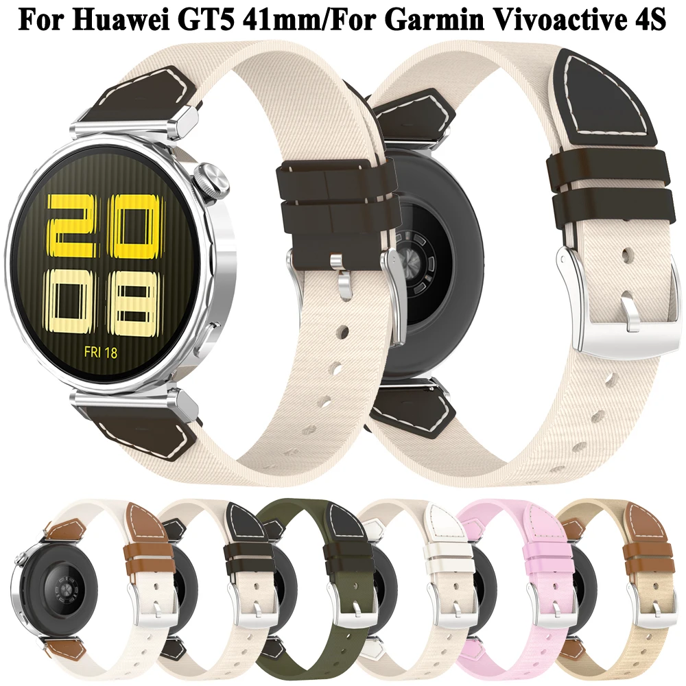 18 มม.DENIM สําหรับนาฬิกา Huawei GT5 Pro 42 มม.GT4 41 มม.สําหรับ Garmin Vivoactive 4S สายรัดข้อมืออุปกรณ์เสริม