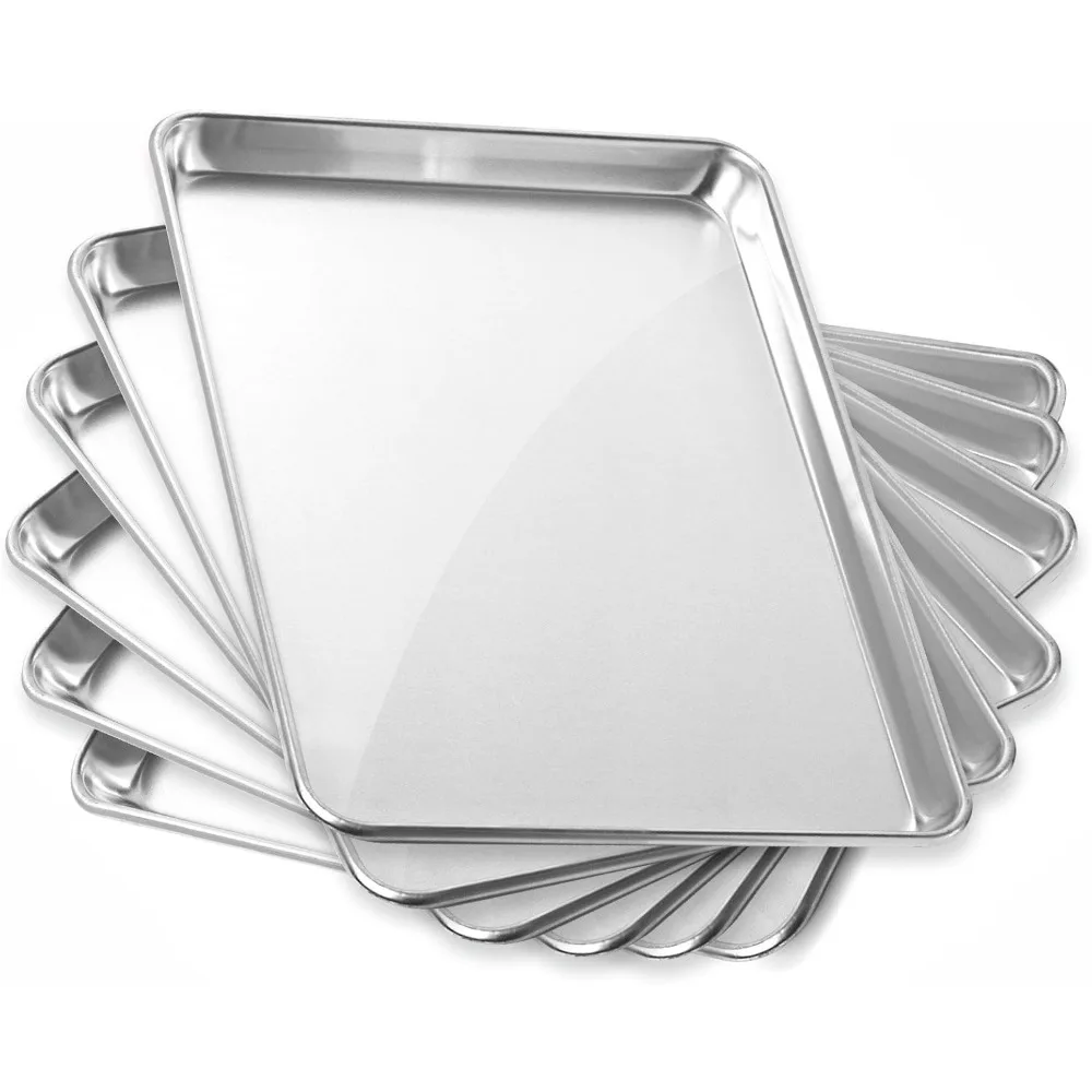 

GRIDMANN 13 x 18 Commercial Grade Aluminum Cookie Sheet Baking Tray Jelly Roll Pan Half Sheet - 6 Pans