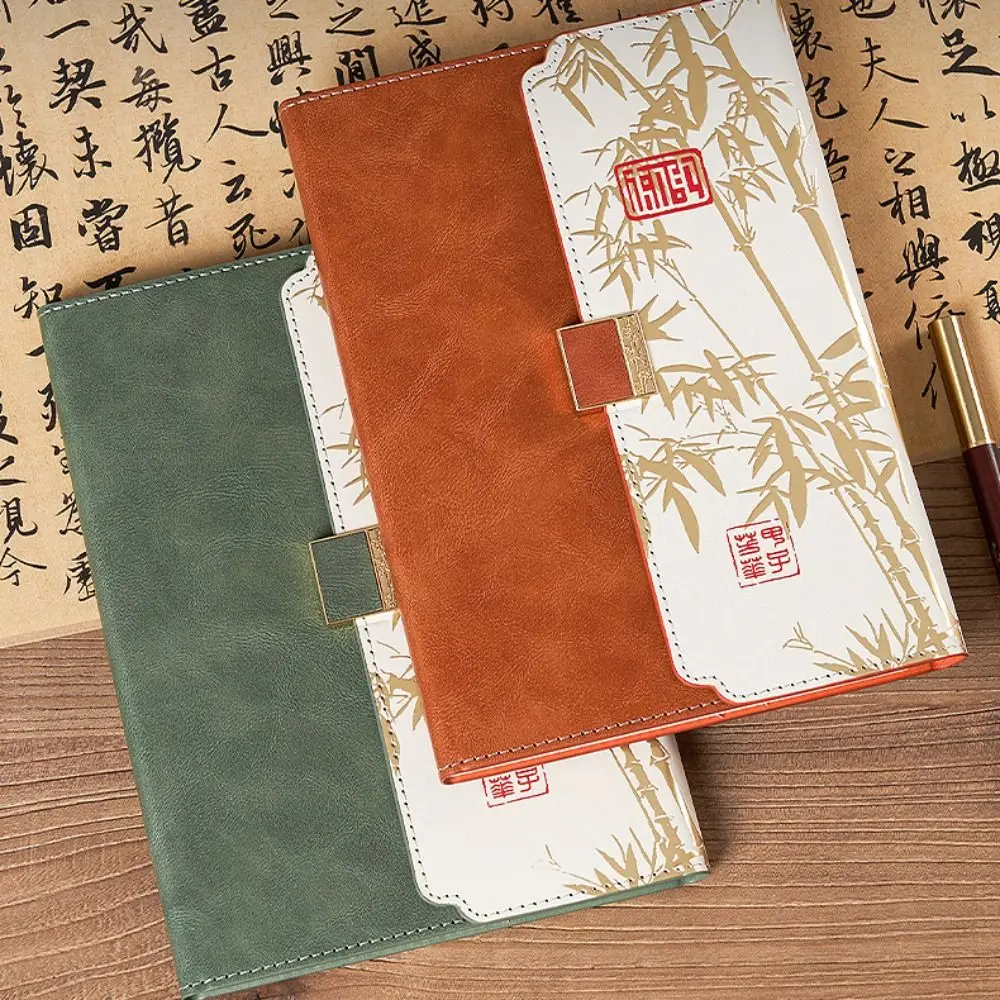 Stationery Vintage Leather Notebook Business Bamboo Leaf Pattern Diary Book A5 Chinese Style Note Pad Student