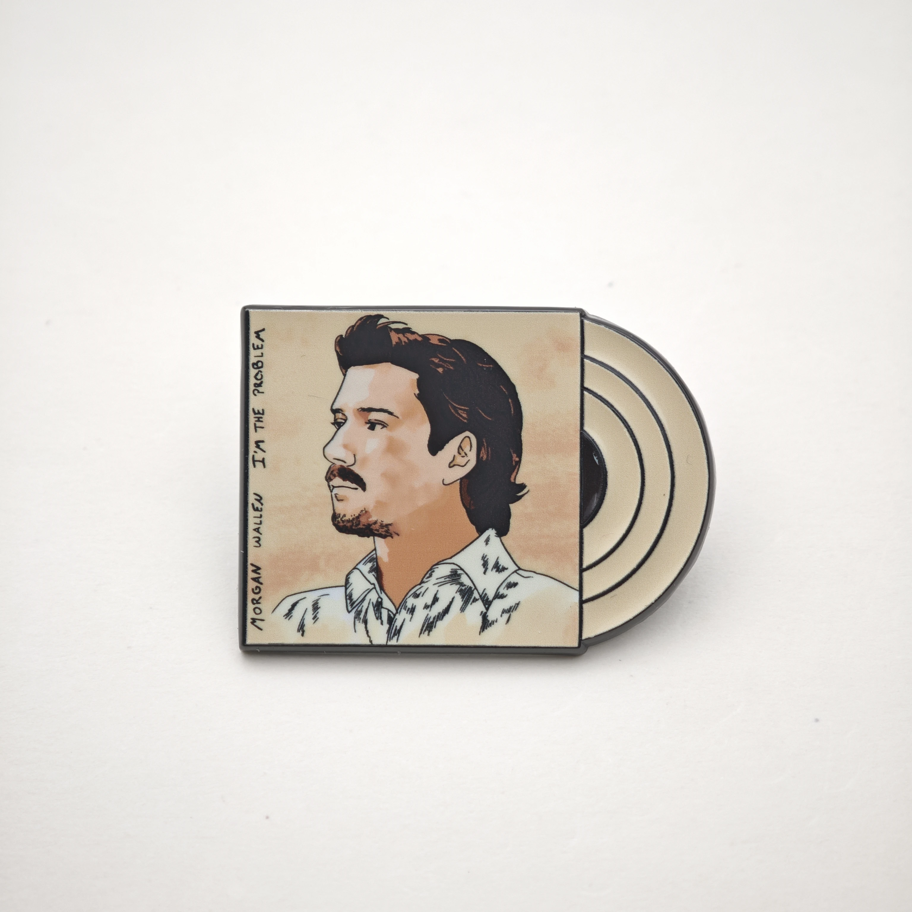 M-Morgan Wallen – Ich bin das Problem – Brosche, Anstecker für Country-Musik-Fans, Reversnadel, beige Vinyl-Schallplatten-Abzeichen, Album-Sammlerstück, Schmuck, Geschenk. – Detail 10