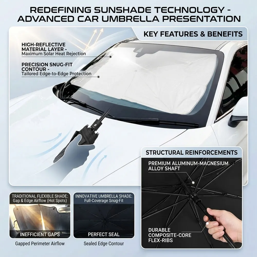Car Windshield Sunshade Umbrella Parasol Cover Protector For BMW Toyota Citroen Mercedes Benz Audi Cadillac Auto Accessories