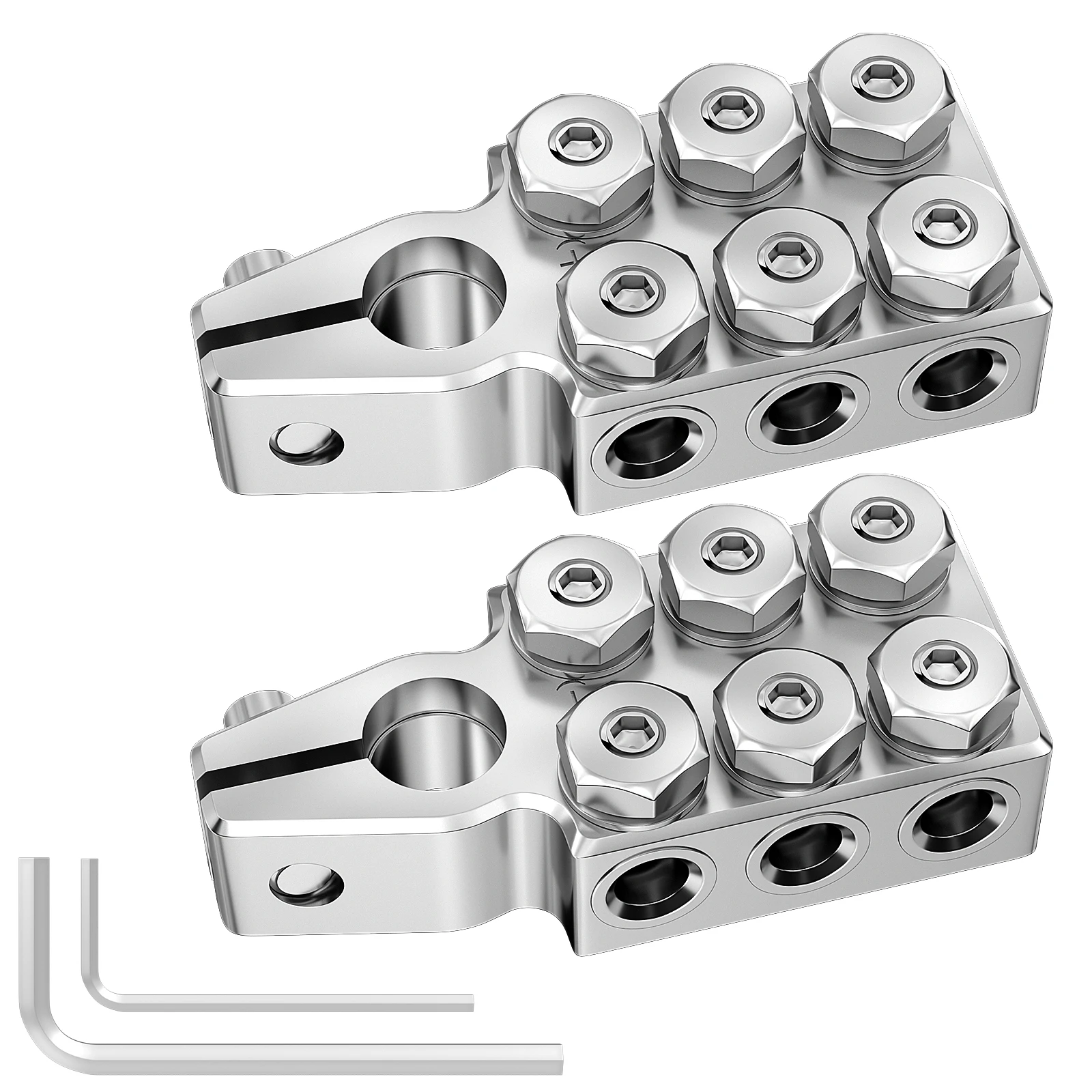 2PCS Battery Terminal Connectors 12-Way Battery Terminal Clamps Battery Terminals Top Post 8AWG up to 4/0(XL) AWG Gauge