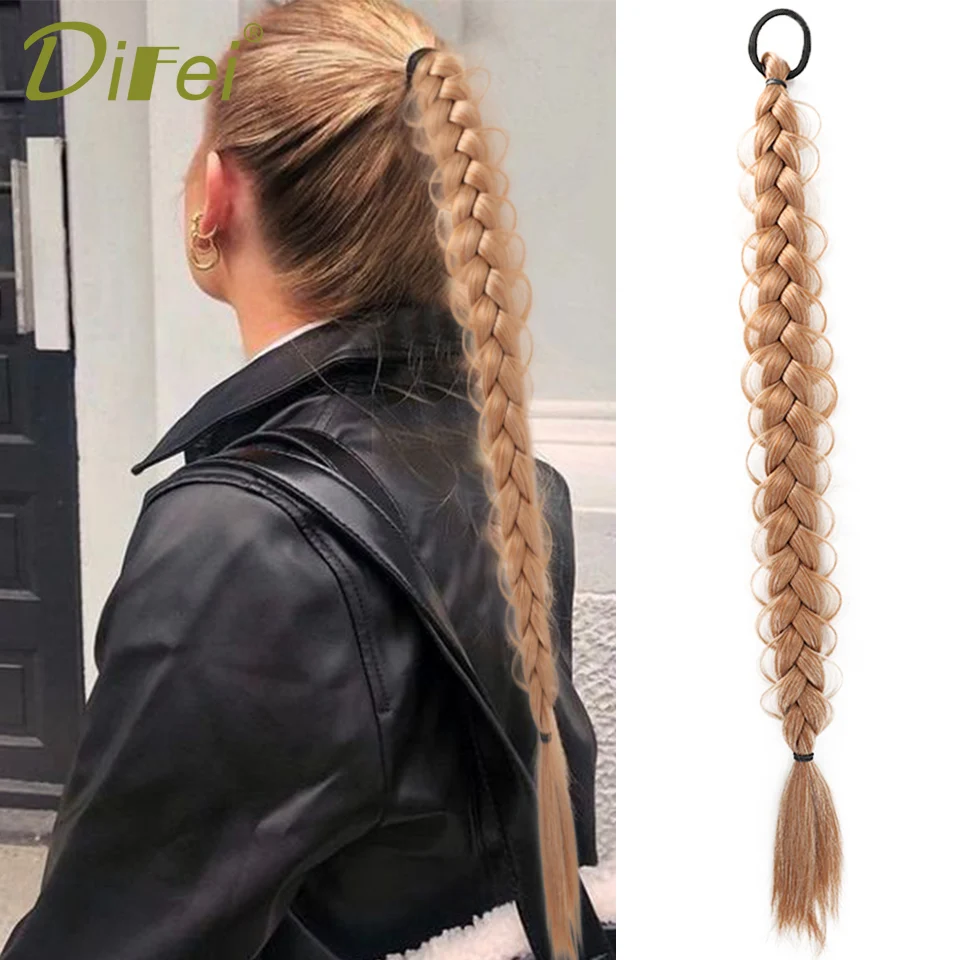 

DIFEI Synthetic Wig Straight Braid Female Braided Hair Twist Boxing Braid Natural Chemical Fiber High Tie Hair Long Ponytail