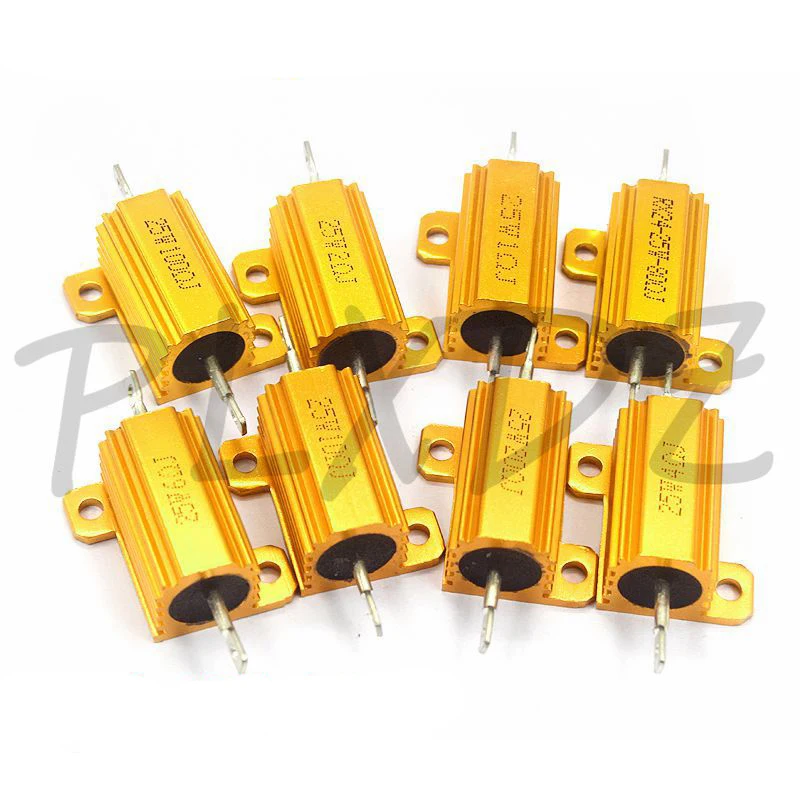 5PCS RX24 25W Aluminum Power Metal Shell Case Wirewound Resistor 0.01R ~ 30K 0.1 1 2 3 4 5 6 8 10 20 25 30 100 150 470 1K 10Kohm