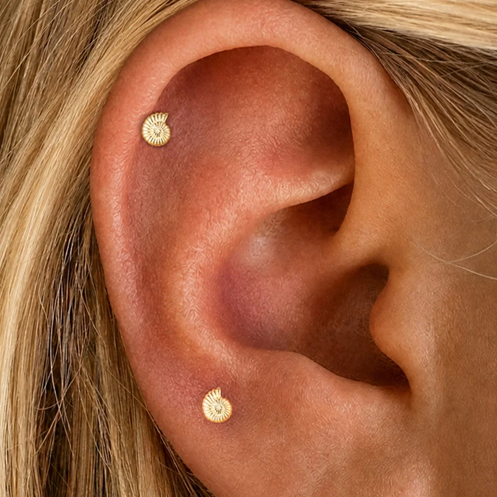 AIDE 925 Sterling Silver Glossy Surface Conch/Teardrop/Star Helix Stud Earring Women's Cartilage Flat Back Conch Piercing Gifts