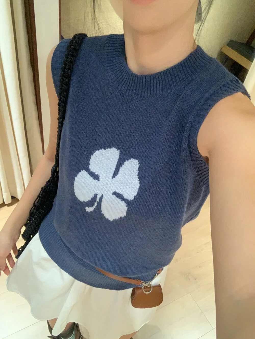 Koreaanse Sle Four Le Clover gebreid vest dames Svel bovenkleding casual ademende ronde Ne trui tanktop