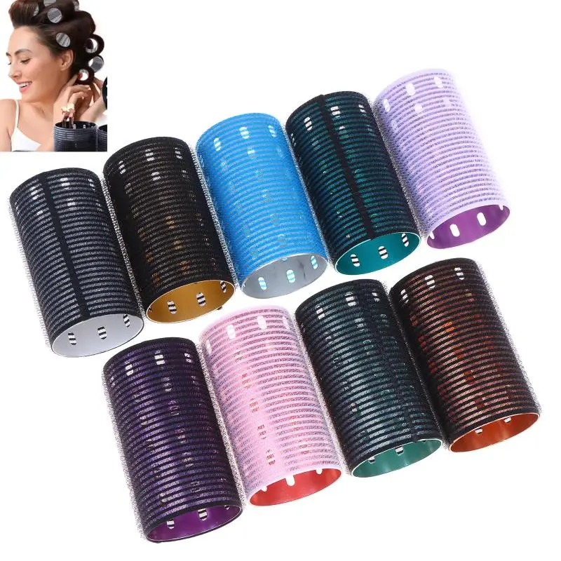 

Color Aluminum Thermal Hair Rollers Self-adhesive Hair Roll 5*9cm 3*9cm Nylon Hook And Fast Heating Self Gripping Air Bang