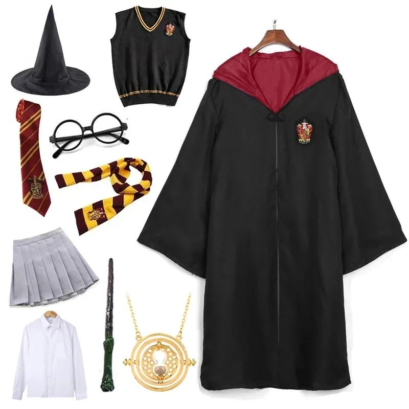 Magic Cape Harri Elder Cloak Robe Hermione Granger Cosplay Costume Skirt Potter Scarf Glasses Gryffindor Holiday PartyGift