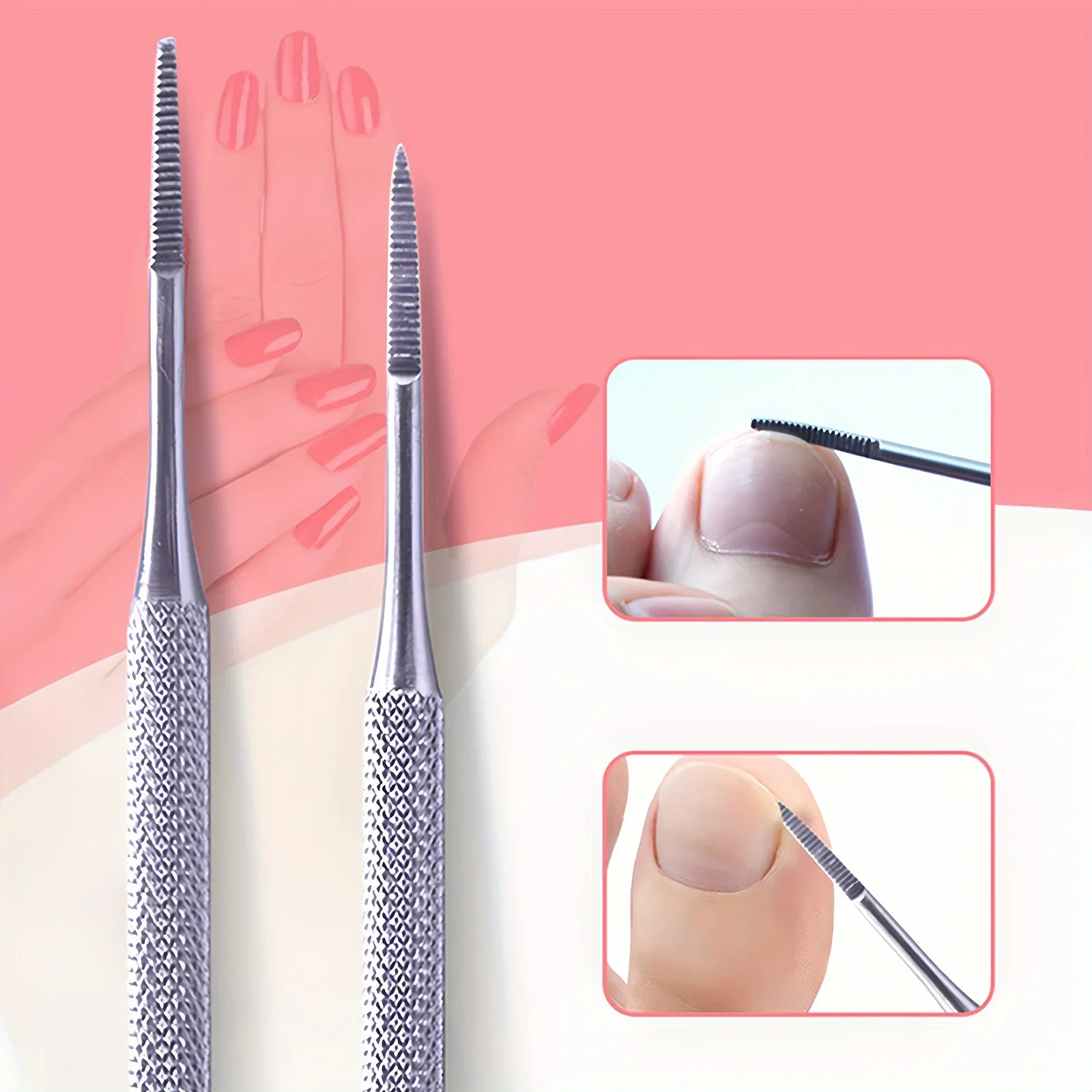 

Stainless Steel Nail File and Cleaner Set – Dual-Ended Toe Nail Lifter, Foot Care Tool, Cuticle Pusher – Unscented – Pedicure Th
