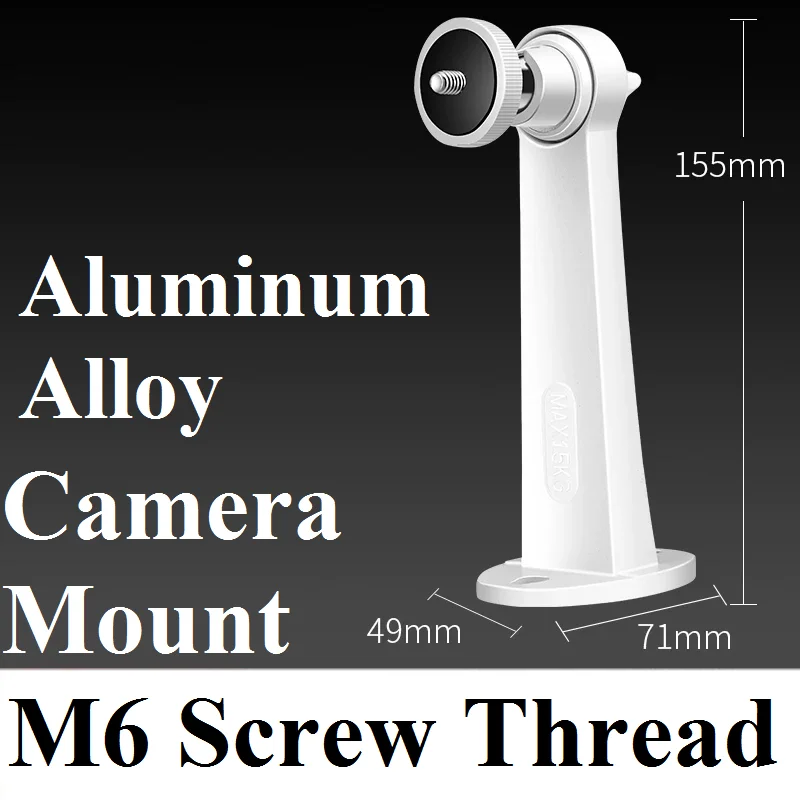 360 Degree Adjustable Aluminum Alloy CCTV Camera Mount Bracket Wall/Ceiling Side Mount Rotary Stand with M6 Screw Thread Holder