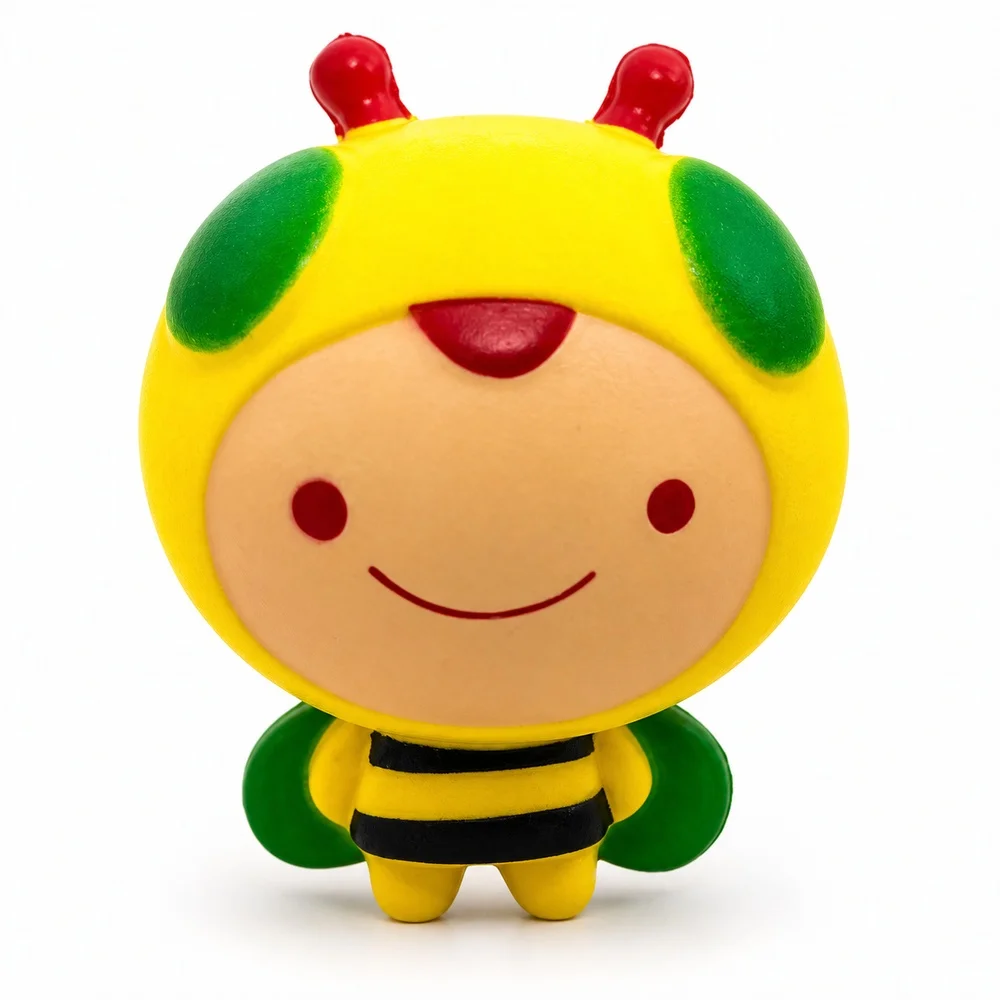 Cute Bee Squishy Toy Soft PU Slow Rising Foam Yellow Green Insect Shape Squeeze Fidget Desk Companion Gift for Teens and Adults