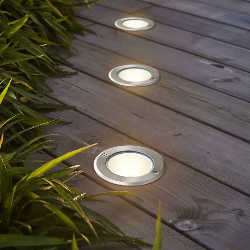 LED Buried Light Embedded Outdoor IP67 Waterproof RGB Glass Circular Diffuse Aluminum Alloy Tile Floor Light
