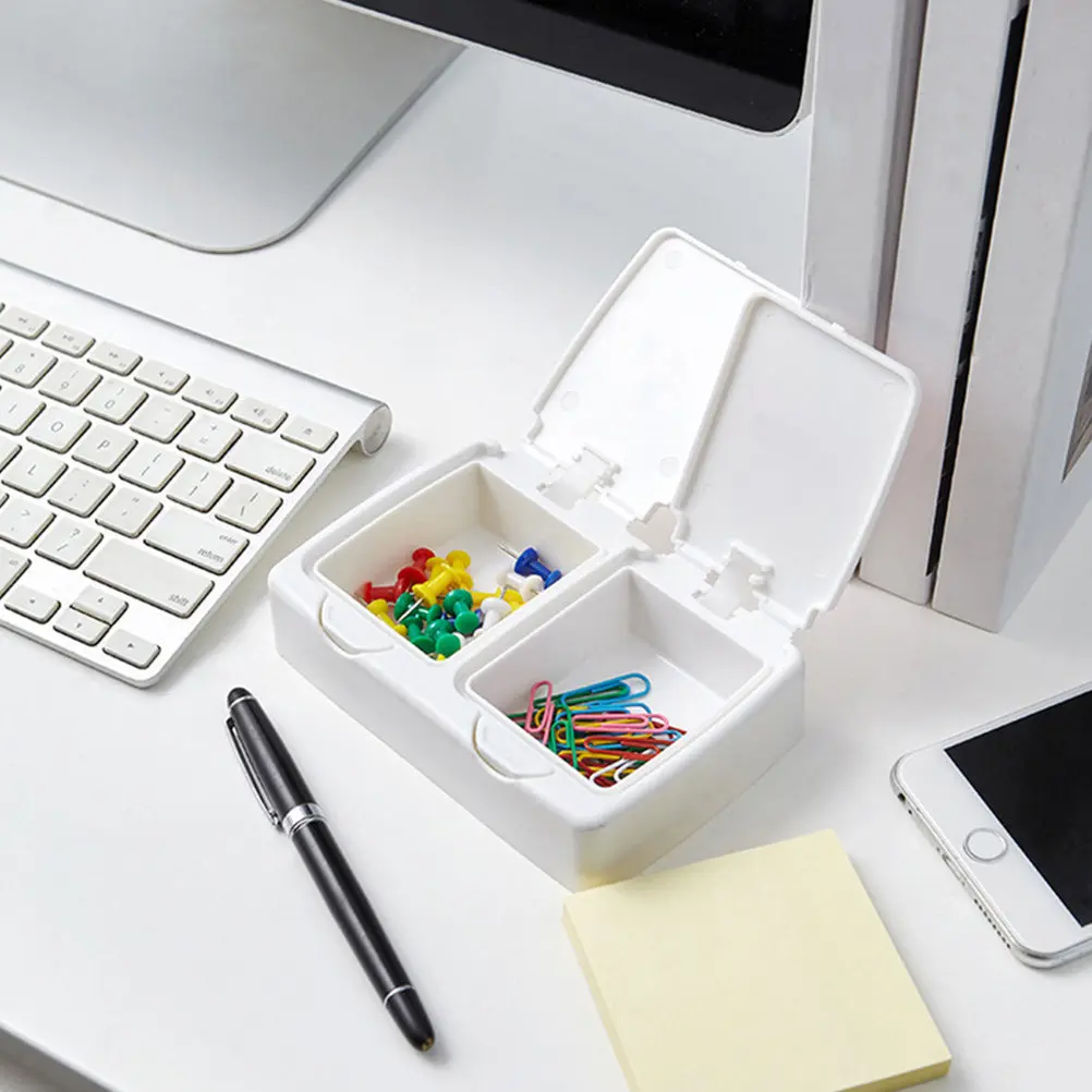 

2Pcs Desktop Storage Box Stylish Organizer for Clips Toothpicks Swabs Headdress Small Sundries Plastic Container Home Office