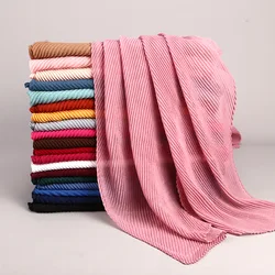 Women Plain Cotton Scarf Head Hijab Wrap Solid Full Cover-up Shawls Foulard Femme Headband Crinkle Muslim Hijabs Store 2024 NEW