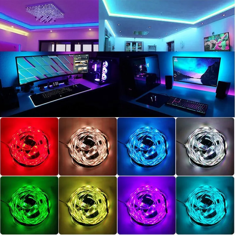 LED Strip 1m-5m RGBIC WS2812b Bluetooth App Control Chasing Effect Lights Flexible Tape Diode Ribbon TV BackLight Room Decorate