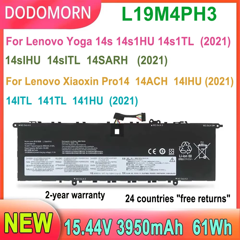 DODOMORN Laptop Battery L19M4PH3 For Lenovo Yoga 14s 14s1HU 14s1TL 14sIHU 14sITL 14SARH 2021 Series L19D4PH3 L19C4PH3 3950mAh