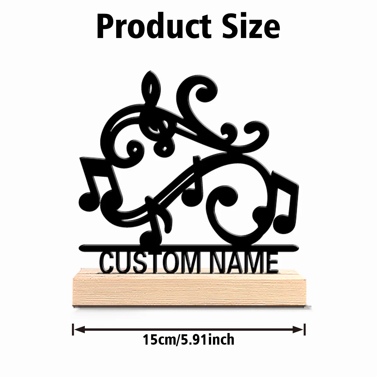 1pc Stylish Personalized Custom Music Talisman Metal Statues With Wooden Base Tabletop Decoration Melodic Gift with Wooden Frame