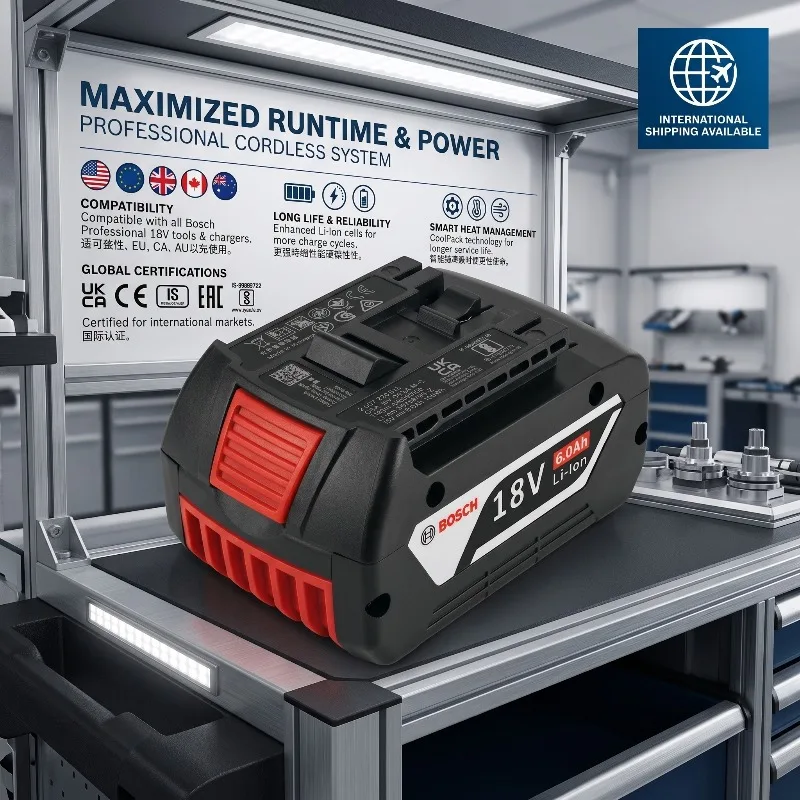 BOSCH Compatible 18V 6.0Ah 18650 Li-ion Battery BAT609 BAT609G BAT618 BAT618G Rechargeable Battery for Cordless Power Tools