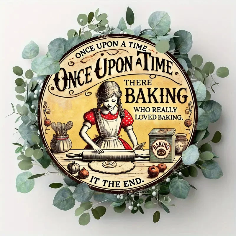 1 Stück, Bäckerei-Thema (20,32 x 20,32 cm), rundes Eisen-Metallschild – perfekt für Raum- und Heimdekoration, Garten, Bäckerei, Bar, Restaurant