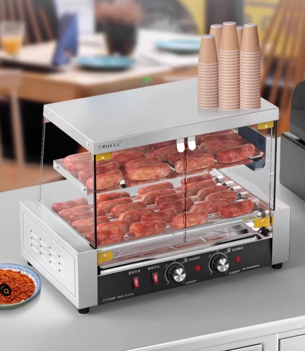 Hot dog grilling machine fully automatic commercial gear sausage machine flat top can be placed small