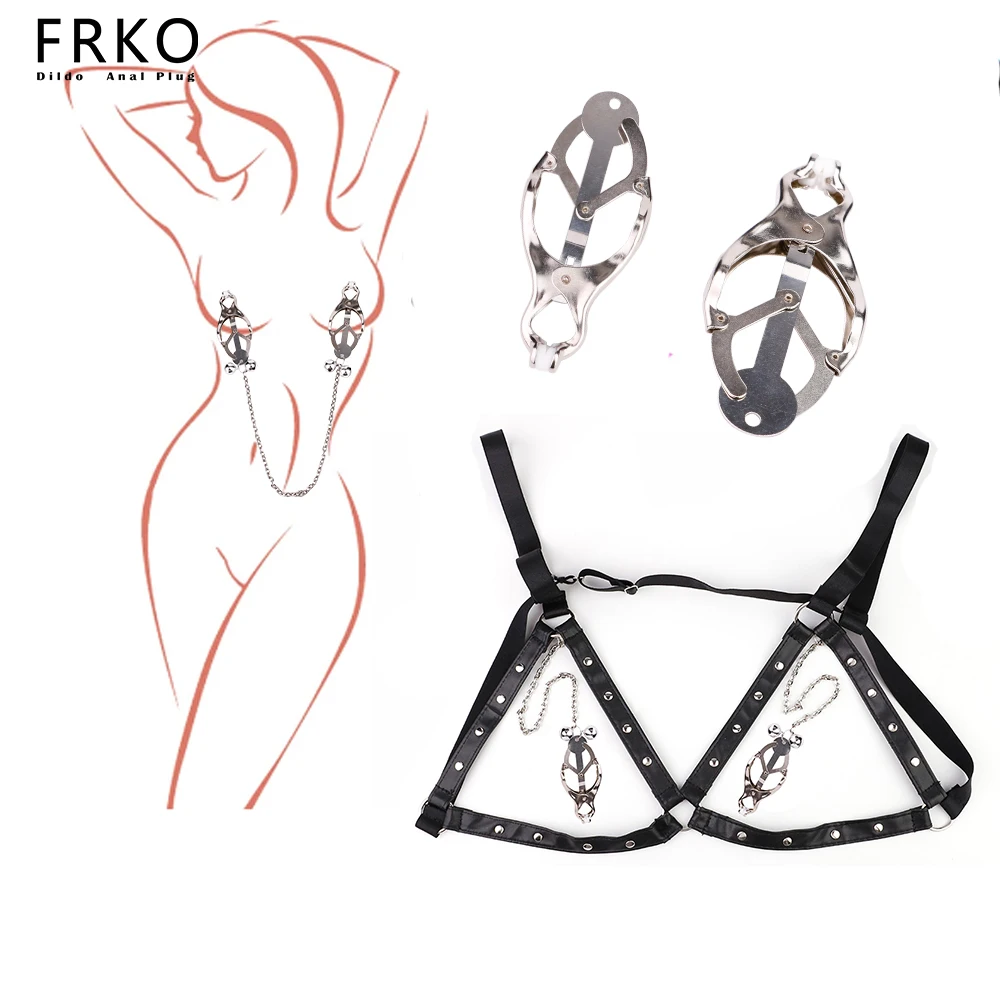 

FRKO Butterfly Metal Nipple Clamps Female Milk Clip With Chain Breast Clitoris Massage SM Sex Toys For Women Lover Games 18+