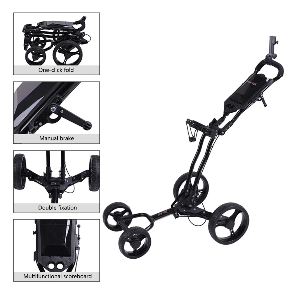 

Golf Push Cart 3 Wheel Foldable Aluminum Trolley With Brake Storage Bag Lightweight Club Caddy For Seniors Outdoor Match Play