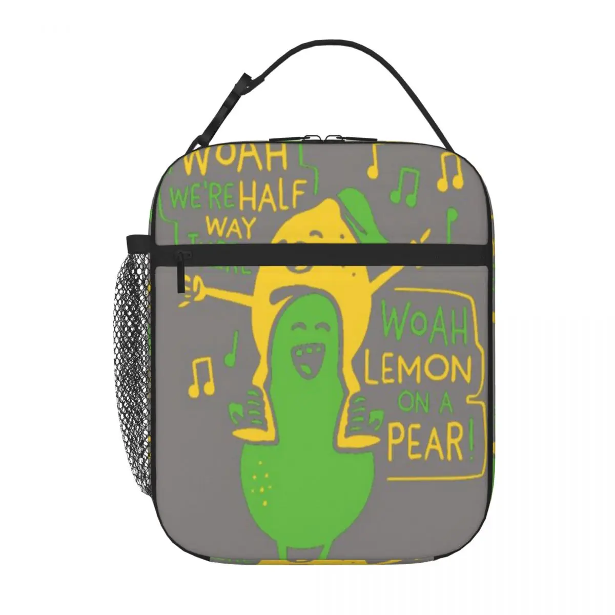 Bestselling Lemon On A Pear Space Print Insulated Snack Tote Teen School Foldable Lunch Bag