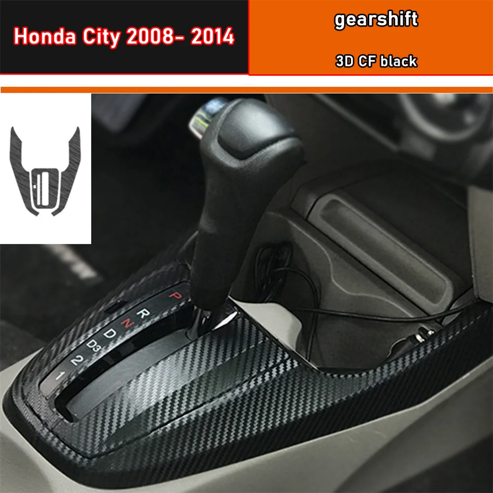 Car Interior Sticker Gear Box Protective Film For Honda City 2008- 2014 Car Gear Panel Sticker Carbon Fiber Black