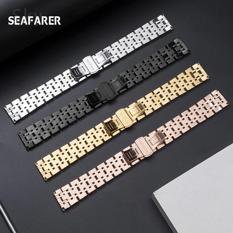 14MM 16MM 18MM 19MM 20MM Stainless Steel Watch Strap For TISSOT Watch band 1853 T41 T17 Silver Golden Rose Gold watch bracelet