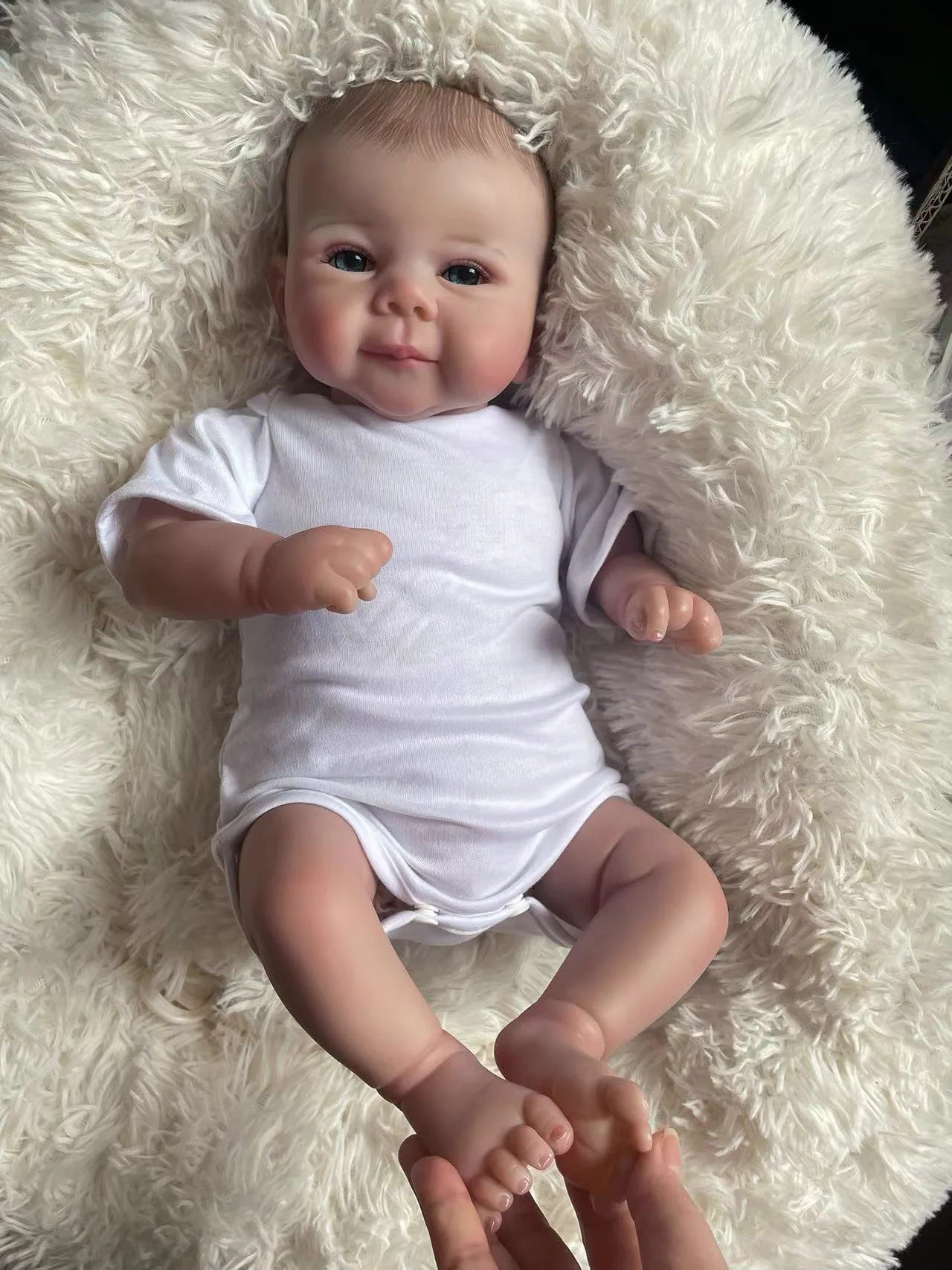 ﻿ Cuerpo de tela suave Juliette, muñeca bebé Reborn realista de 19 pulgadas, cara dulce, piel 3D Real, múltiples capas con pelo pintado a mano