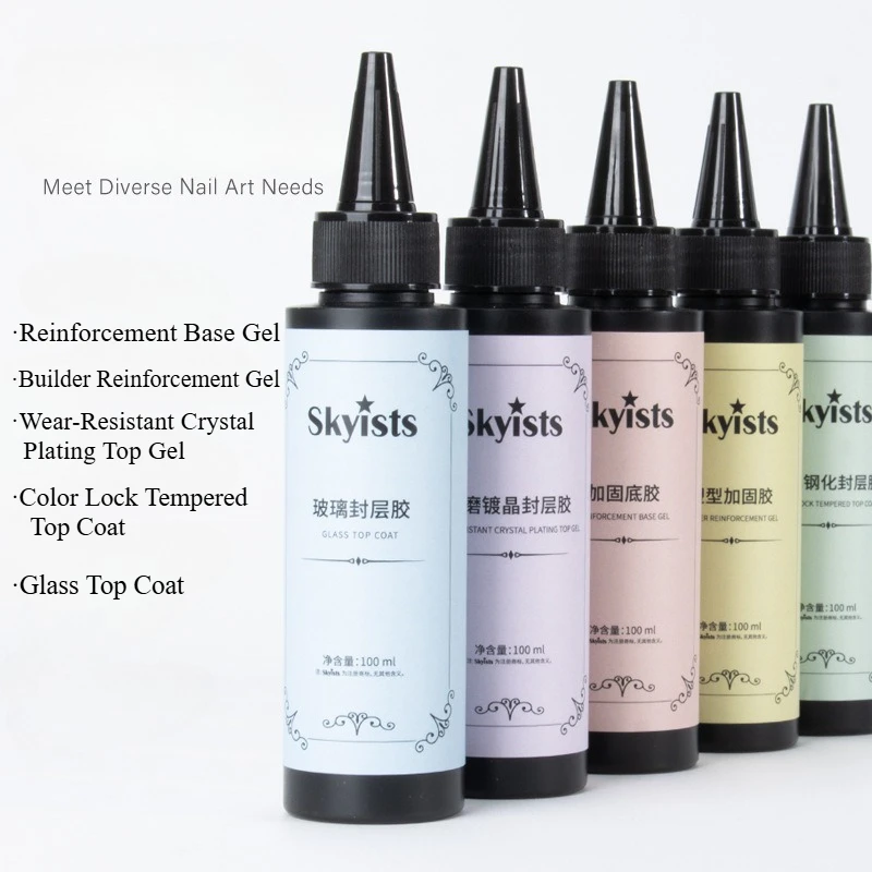 100g Super Quality Nail Art Soak Off UV/LED No Wipe Top Coat Base Gel Without Sticky Layer Tempered Top Coat for Nanicure