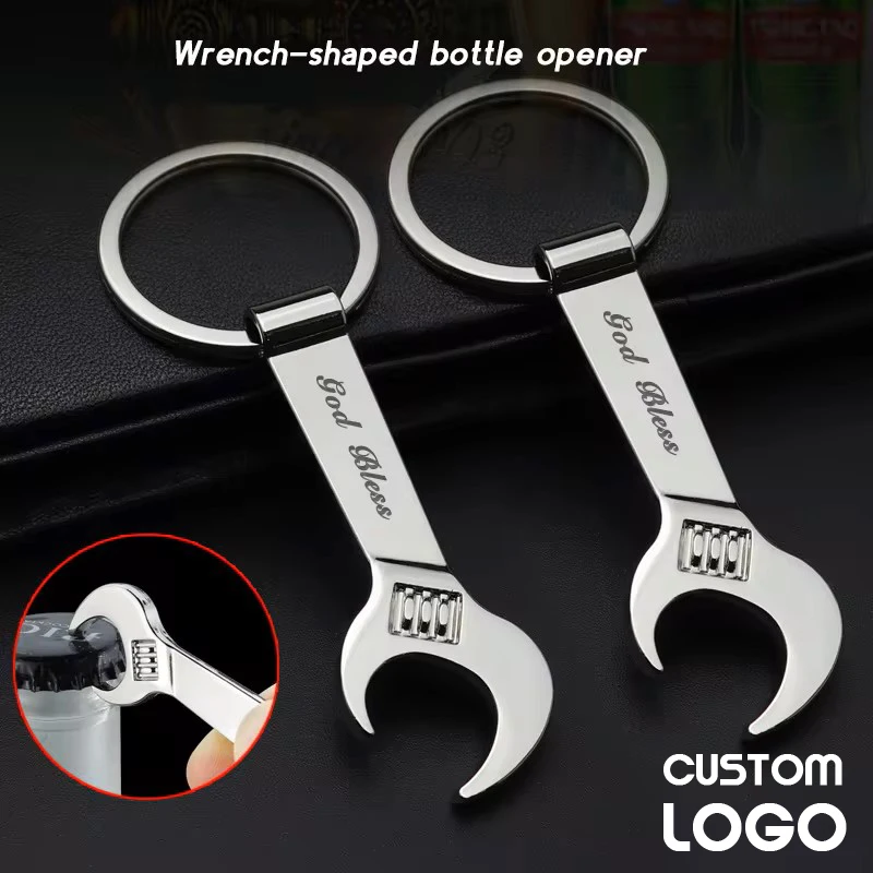 Mini Wrench Beer Bottle Opener Personalized Custome Logo Carving Name Multifunctional Keychain Advertising Commemorative Gift