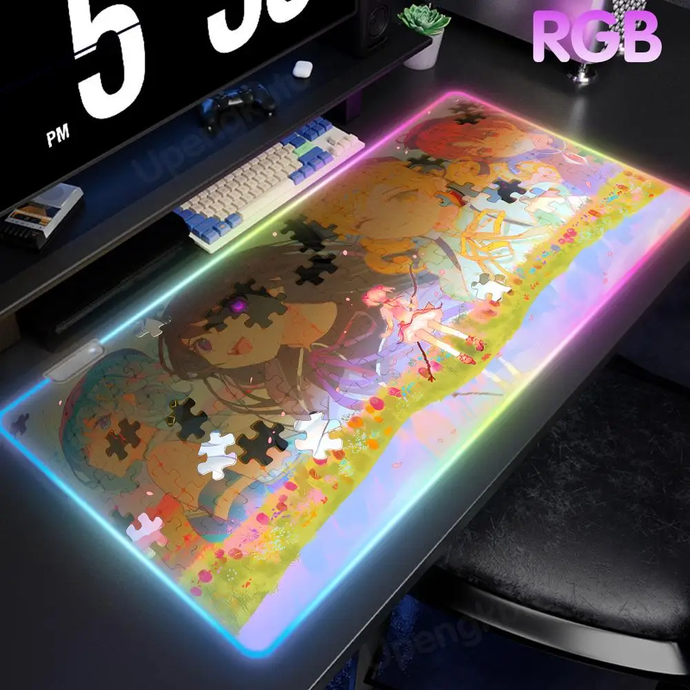 P_puella M_magi M_madoka M_magica Mouse Pad RGB Mouse Printing Pattern Pad Mouse Mat LED Teclado Mecánico Gamer Tapete Para Mous