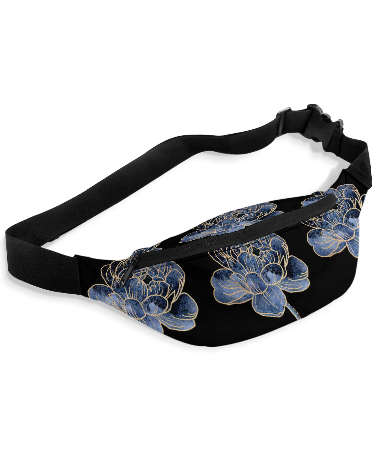 Blue Flower Abstract Art Waist Bags for Women Man Travel Shoulder Crossbody Chest Bags Waterproof Fanny Pack