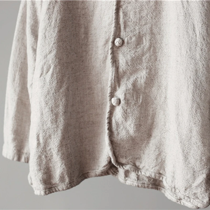 Women Long Sleeve Cotton Linen Shirt New Arrival 2025 Spring Vintage Style V-neck Plain Color Female Casual Tops Shirts M825