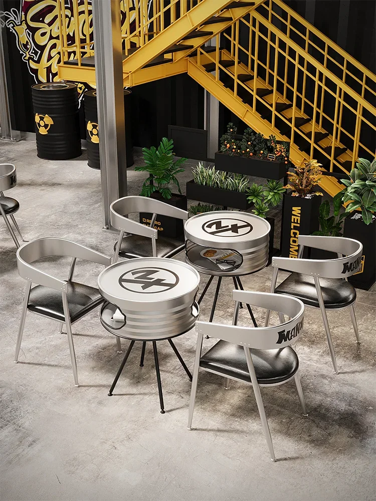 Industrial style milk tea shop table and chair combination coffee shop billiards room rest area negotiation area internet