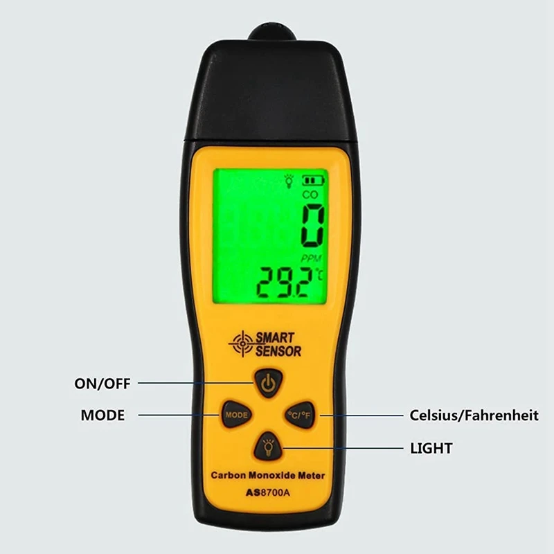 Hot TTKK Handheld Carbon Monoxide Meter, 80Db Light CO Leak Detector, Portable Handheld CO Detector, CO Gas Analyzer