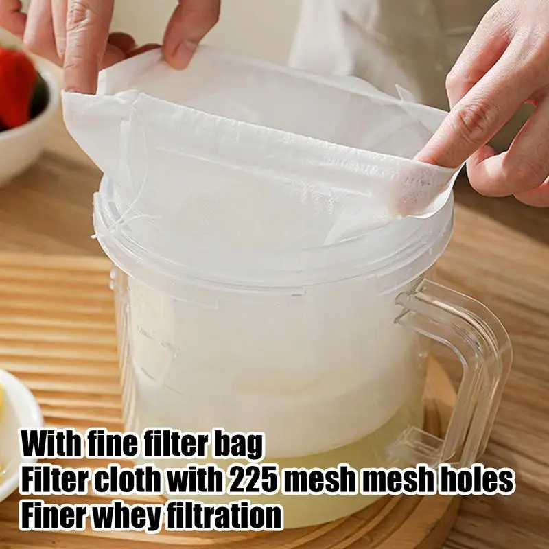Yogurt Strainer With Lid Fine Mesh Curd Filter Reusable Fine Mesh Strainer For Yogurt Making Cheese Fermentation Juice