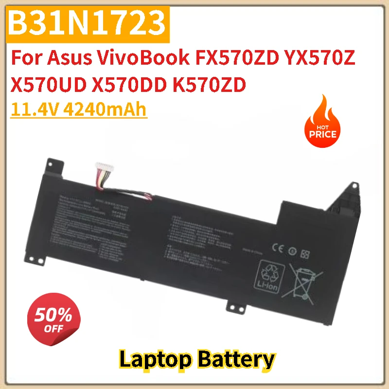 

High Quality B31N1723 Laptop Battery 11.4V 4240mAh for Asus VivoBook FX570ZD YX570Z X570UD X570DD K570ZD New Replacement Battery