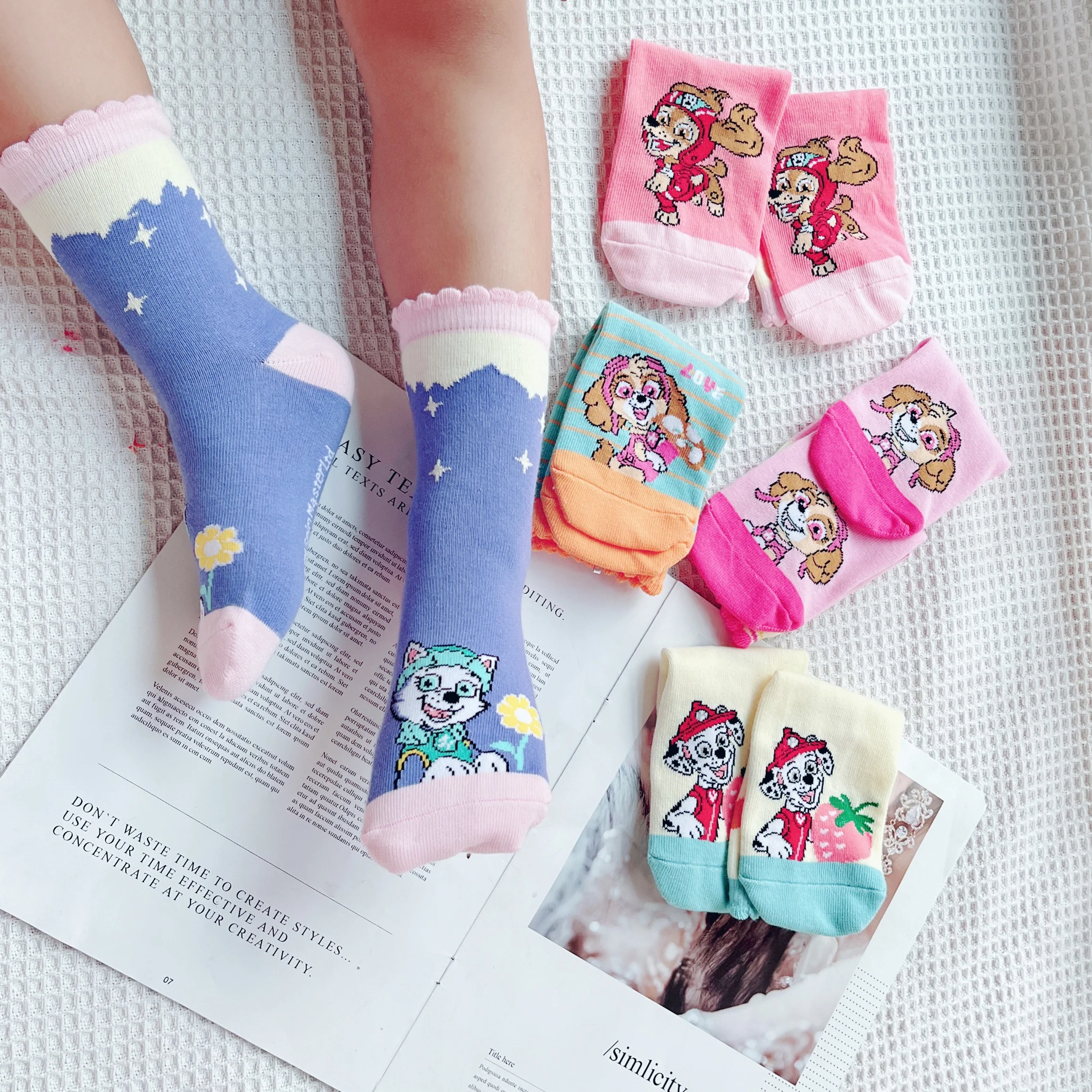 6 pezzi = 3 paia 100% genuino Paw patrol Baby cotton sock bambini primavera autunno calzini chase skye bambini regalo di compleanno per età 3-8Y