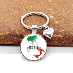 1Pc Italia Map Heart Charm Keychains For Men Women