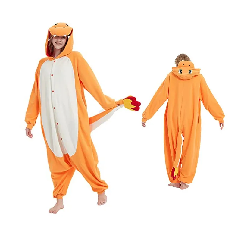 

Women Kigurumi Charmander Cosplay Costume Anime Onesies For Adult Pajamas Homewear Jumpsuit Halloween Christmas Gift