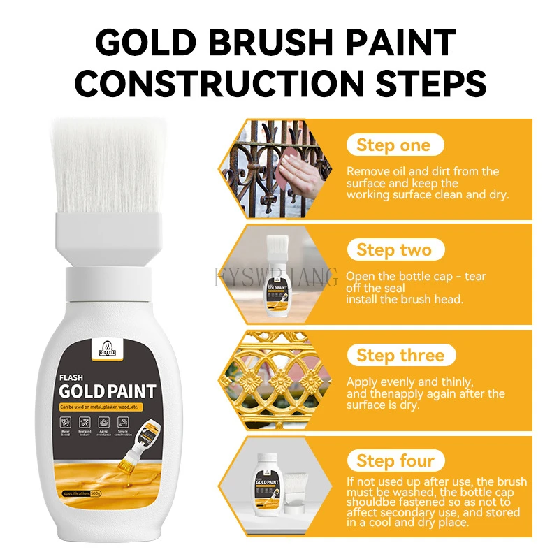 500g Flash Gold Foil Paint Gold Powder Paint Super Bright Gold Paint Waterborne Type Paint Waterborne Gold Paint view 3