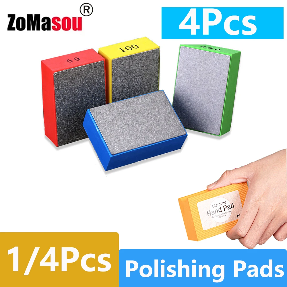 1/4 Diamond Hand Polishing Pads Tile Glass Abrasive Grinding Block Pad Stone Marble Ceramic Abrasive Sanding Disc Polisher Tool